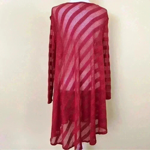 We The Free Orange Stripe V-Neck Boho Long Sleeve Sheer Wrap Style Dress Size S - Picture 5 of 13